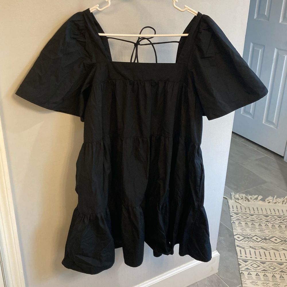 Abercrombie and Fitch Black Cotton Blend Babydoll Mini Dress Women's Size Small